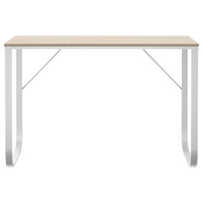 vidaXL Računalniška miza bela in hrast 110x60x73 cm iverna plošča