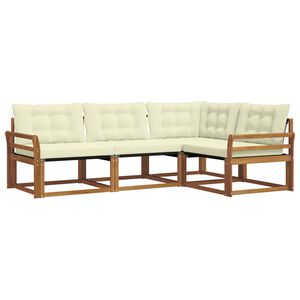 vidaXL Zunanja garnitura za sedenje z blazino 4 pcs Naravna in smetana