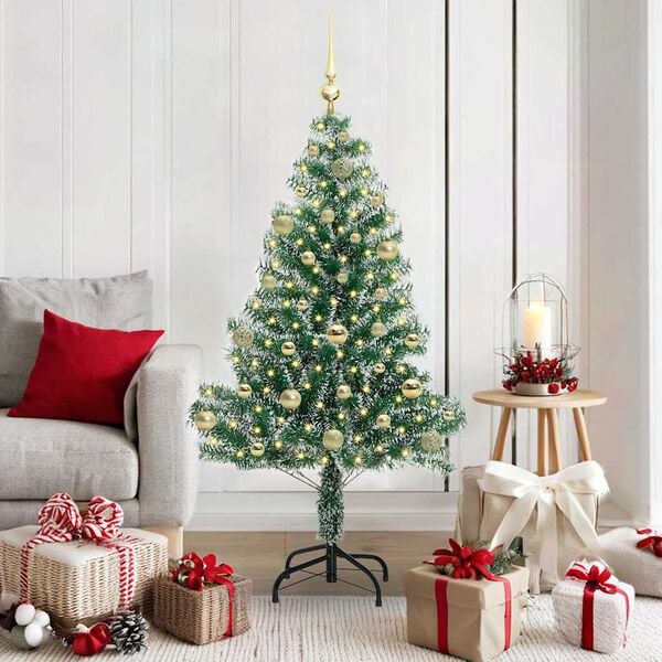 vidaXL Umjetno božično drevo s snežno obloženimi vejicami in LED lučko