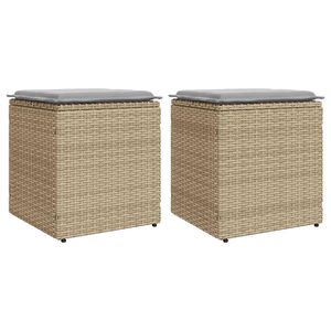 vidaXL Vrtni stolčki z blazinami 2 kosa Bež 40x40x43 cm poli ratan