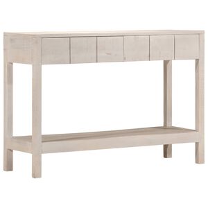 vidaXL Konzolna mizica bela 110x35x75 cm trden mangov les