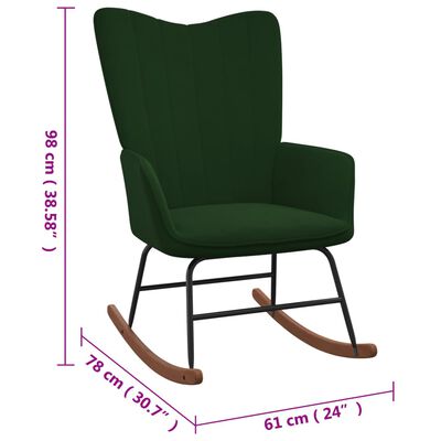 vidaXL Gugalni stol s stolčkom temno zelen žamet