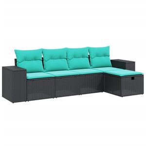 vidaXL Vrtna sedežna garnitura 6-delna z blazinami črna poli ratan