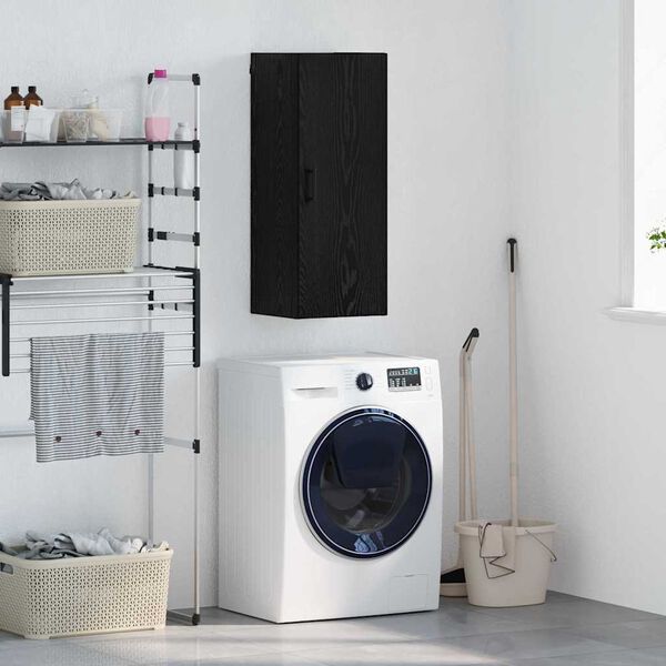 vidaXL Stenska omara Črna Orehovina 34,5 x 34 x 90 cm Konstruiran les