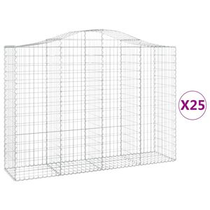 vidaXL Obokane gabion ko&scaron;are 25 kosi 200x50x140/160cm pocinkano železo