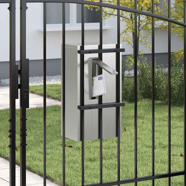 vidaXL nabiralnik s shranjevanjem Črna 30 x 20 x 55 cm Cinkana jeklena