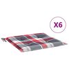 vidaXL Blazine za vrtne stole 6 kosov rdeče karo 50x50x3 cm oxford