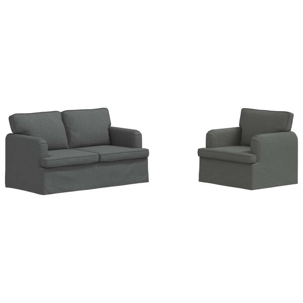 vidaXL Kavč 2 pcs Temno siva 144 x 80 x 85 cm blago
