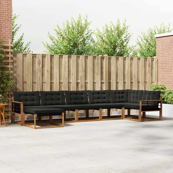 vidaXL Zunanja garnitura za sedenje z blazino 21 pcs Naravna in črna