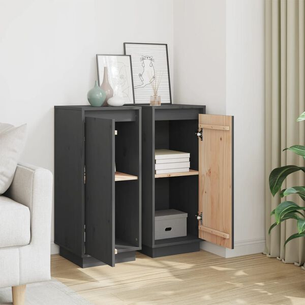 vidaXL Komoda 2 kosa siva 31,5x34x75 cm trdna borovina