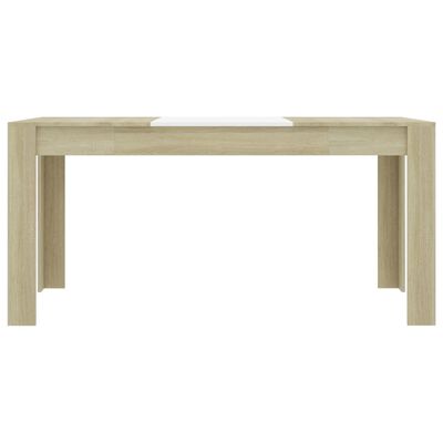 vidaXL Jedilna miza bela in sonoma hrast 160x80x76 cm iverna plošča