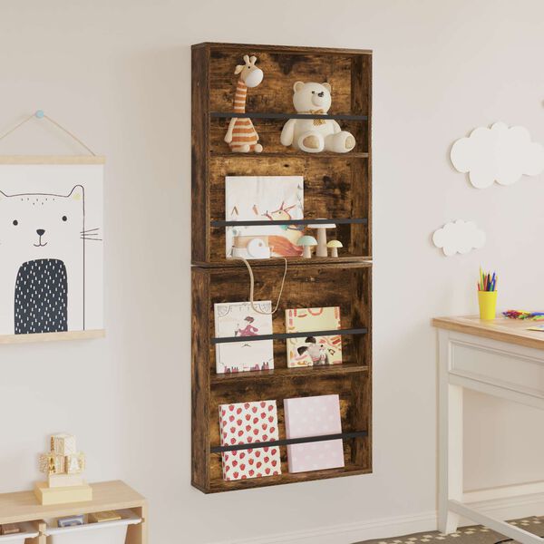 vidaXL Regal za revije s polico 2 pcs Dimljeni oreh 60 x 12 x 70 cm