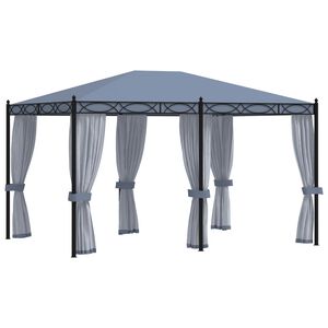 vidaXL Paviljon z mrežastimi stranicami 3x4 m antraciten jeklen