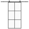 vidaXL Drsna vrata z opremo črna 102x205 cm ESG steklo