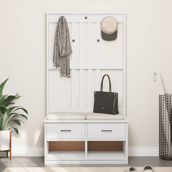 vidaXL Drevo za dvorano "SANDNES" bela 87x40x159,5 cm masivni les bora