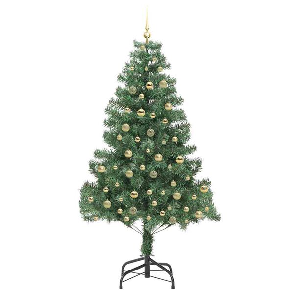vidaXL Božično drevo med 300 LED z stojalom Zelena 210 cm PVC