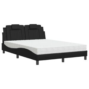 vidaXL Postelja z vzmetnico Viana črna 140x190 cm umetno usnje