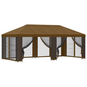vidaXL Vrtni gazebo s stranskimi stenami 6 x 3 m Taupe