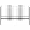vidaXL Vrtna ograja s suličastim vrhom jeklo 337x200 cm črna