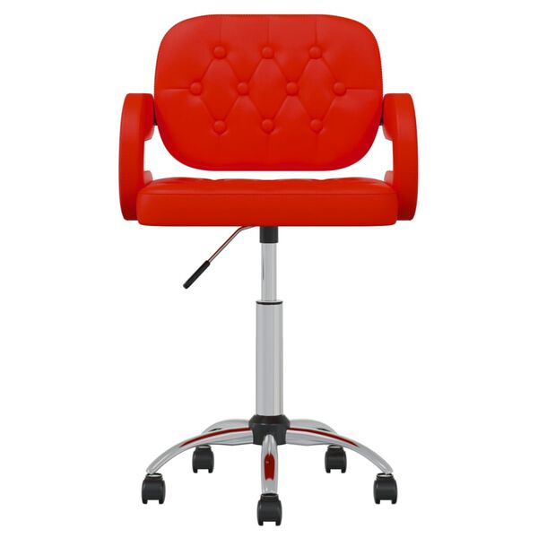 vidaXL Vrtljiv jedilni stol rdeče umetno usnje