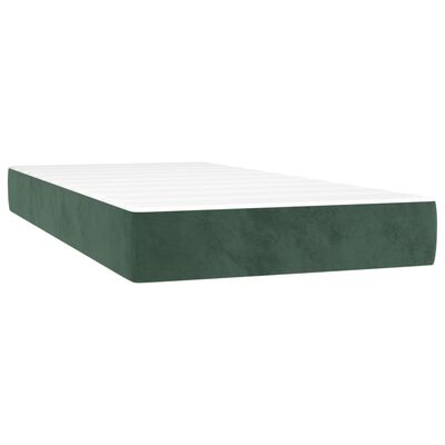 vidaXL Box spring postelja z vzmetnico LED tem. zelena 120x200cm žamet