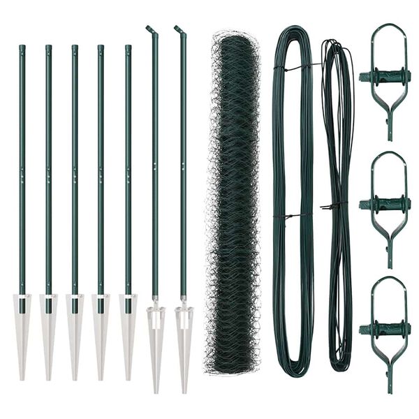 vidaXL Steber ograje. Zelena 10 x 1,4 m (50 mm mreža) Jeklo in PVC