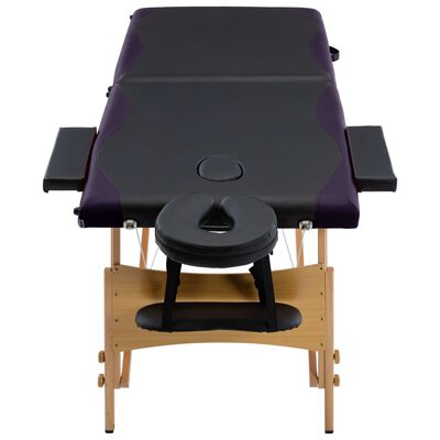 vidaXL Zložljiva masažna miza 2 coni les črna
