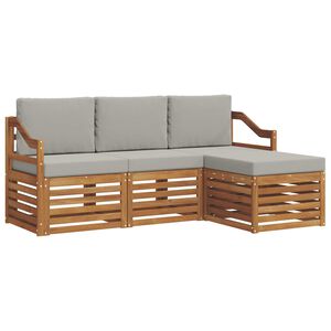 vidaXL Zunanja garnitura za sedenje 4 pcs Naravna in svetlo siva