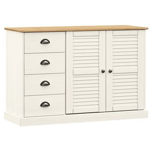 vidaXL Komoda s predali VIGO 113x40x75 cm bela trdna borovina
