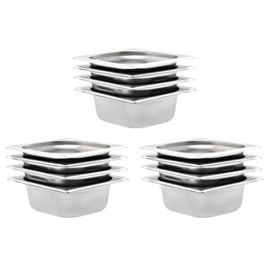 vidaXL Gastronomske posode 12 kosov GN 1/6 65 mm nerjaveče jeklo