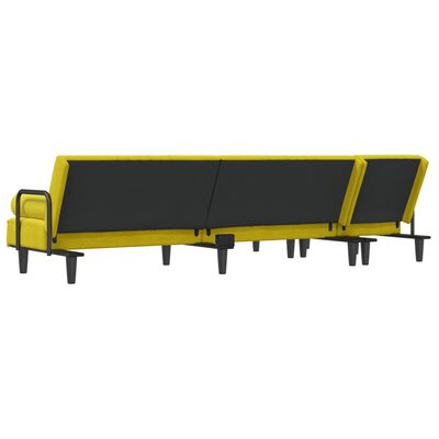 vidaXL Raztegljiv kavč L oblike rumen 260x140x70 cm žamet