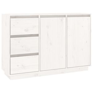vidaXL Komoda bela 111x34x75 cm trdna borovina