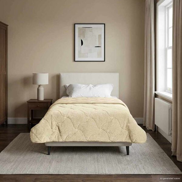 vidaXL Poletna odeja krema 155 x 200 cm Mikrofibra in Teddy flis