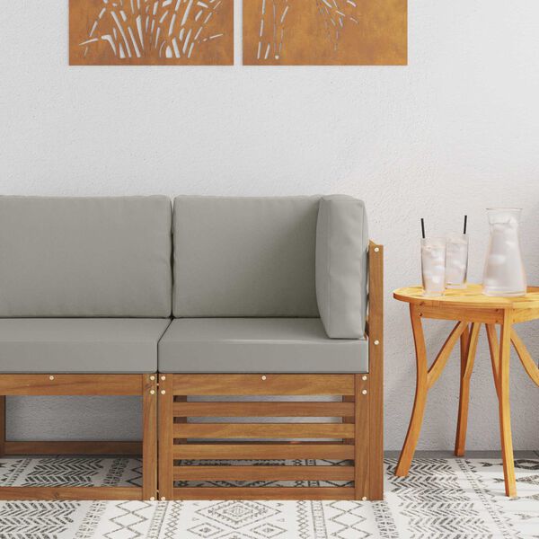 vidaXL Zunanja kotna sedežna garnitura Masiven les akacije Naravna