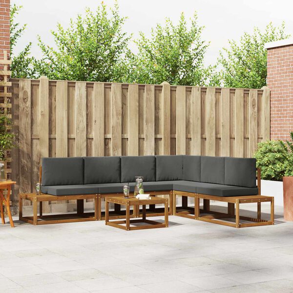 vidaXL Zunanja garnitura za sedenje 7 Kos Naravna in antracitna