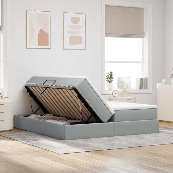 vidaXL Postelja z dodatnim prostorom za shranjevanje in vzmetnico