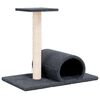 vidaXL Mačji praskalnik s tunelom temno siv 60x34,5x50 cm