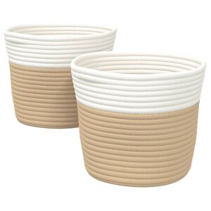 vidaXL Ko&scaron;ara za shranjevanje 2 kosa bež in bela &Oslash;24x18 cm bombaž