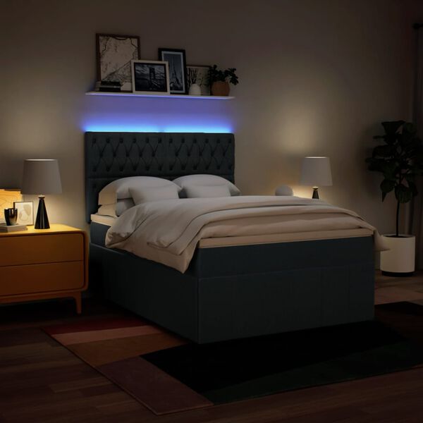 vidaXL Box spring postelja z vzmetnico modra 160x200 cm blago