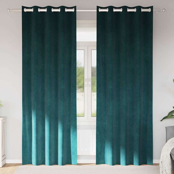 vidaXL Zatemnitvene zavese 2 pcs Temno zelena 140 x 260 cm Žamet