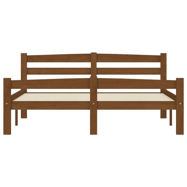 vidaXL Posteljni okvir medeno rjav iz trdne borovine 120x200 cm