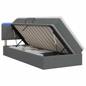 vidaXL LED Postelja za Shranjevanje z Blazino Temno siva 90 x 190 cm