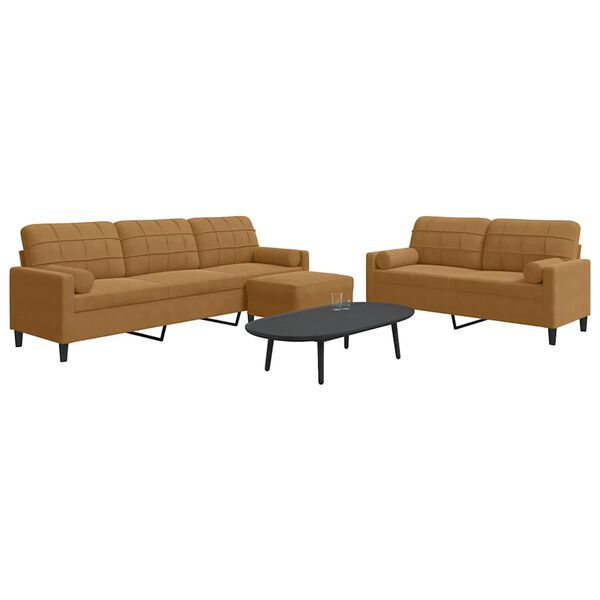 vidaXL Sedežna garnitura 3-delna z blazinami rjav žamet