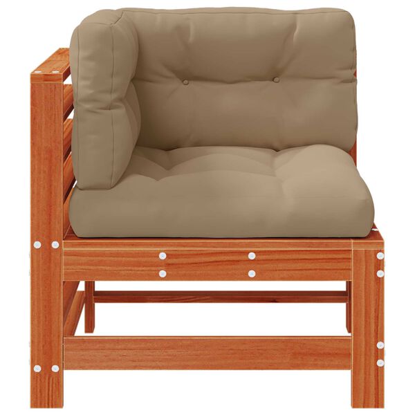 vidaXL Vrtni kotni kavč Masivna borovina Voskan Rjava