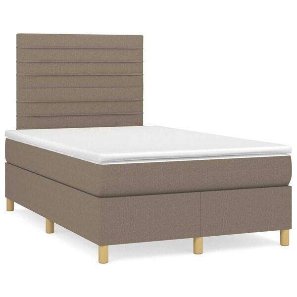 vidaXL Box spring postelja z vzmetnico LED taupe 120x190 cm blago