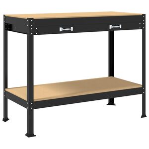 vidaXL Delovna miza Črna 114 x 54 x 91 cm Konstrukcijsko les in kovina