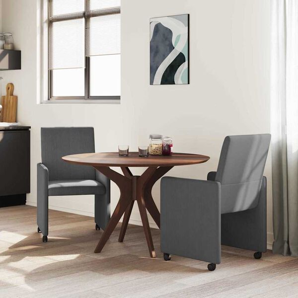 vidaXL Jedilni stoli s kolesi 2 pcs Temno siva 57 x 66 x 94 cm