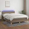 vidaXL Box spring postelja z vzmetnico LED taupe 140x190 cm blago