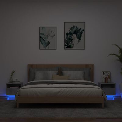vidaXL Nočna omarica z LED lučkami 2 kosa betonsko siva 40x39x37 cm
