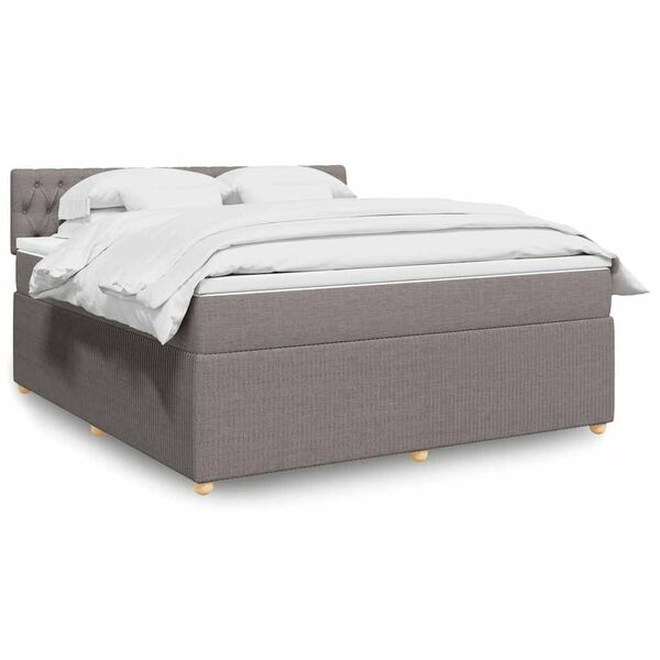 vidaXL Box spring postelja z vzmetnico taupe 180x200 cm blago